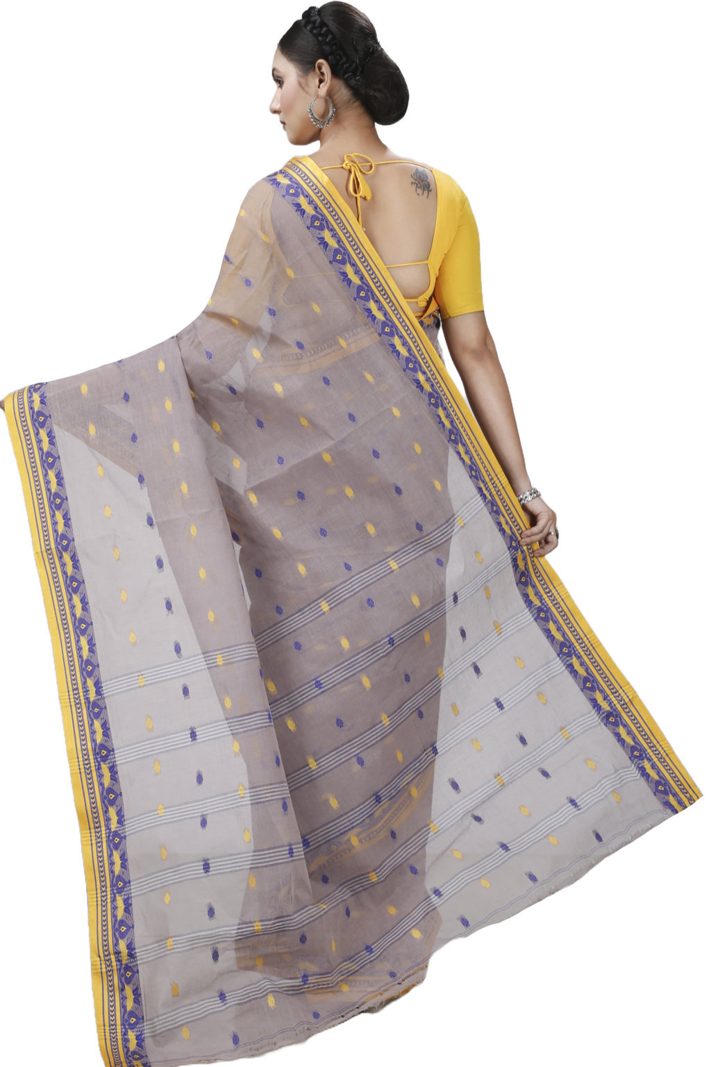 Light Brown Pure Cotton Uvra Tant Saree (1293)